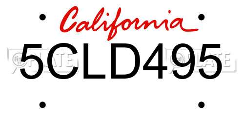 5CLD495 California License Plate