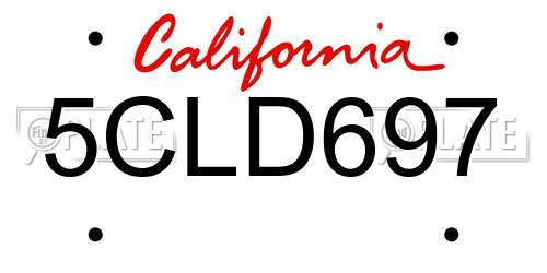 5CLD697 California License Plate