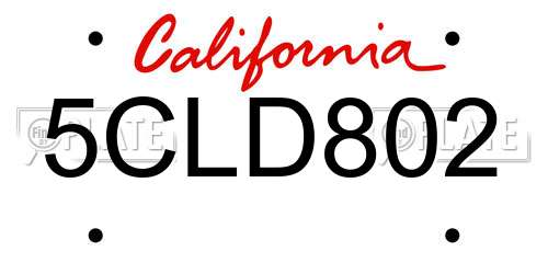5CLD802 California License Plate