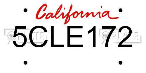 5CLE172 California License Plate