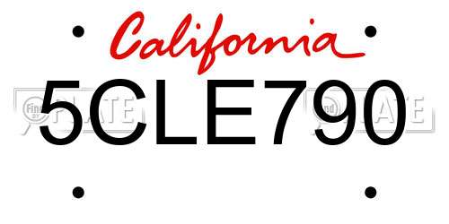 5CLE790 California License Plate