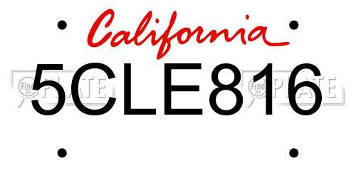 5CLE816 California License Plate