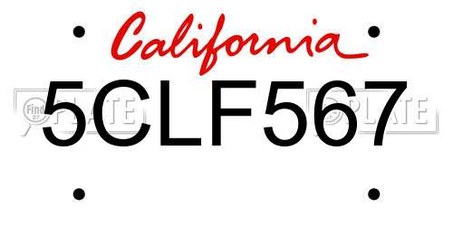 5CLF567 California License Plate