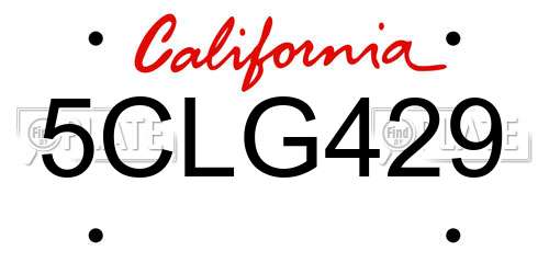 5CLG429 California License Plate