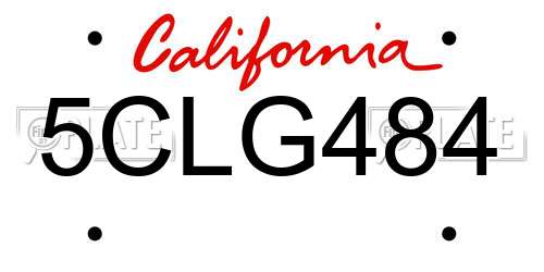 5CLG484 California License Plate