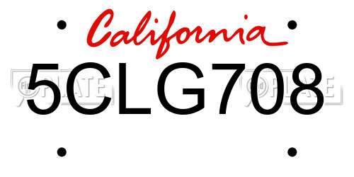 5CLG708 California License Plate