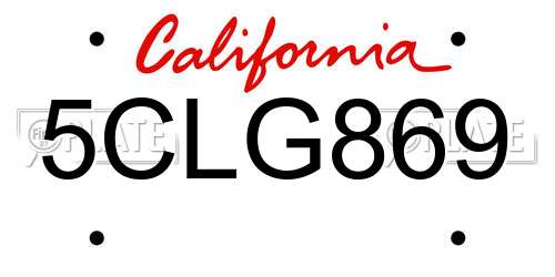 5CLG869 California License Plate