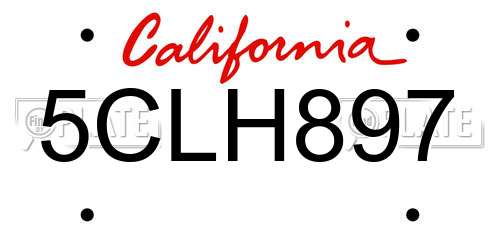 5CLH897 California License Plate