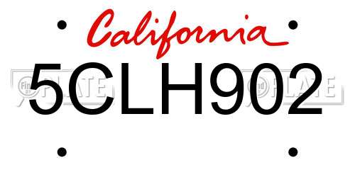 5CLH902 California License Plate