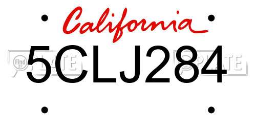 5CLJ284 California License Plate