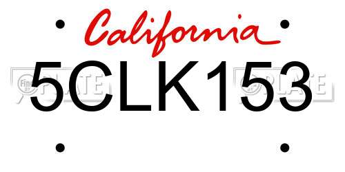 5CLK153 California License Plate