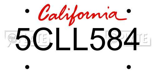 5CLL584 California License Plate