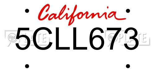 5CLL673 California License Plate