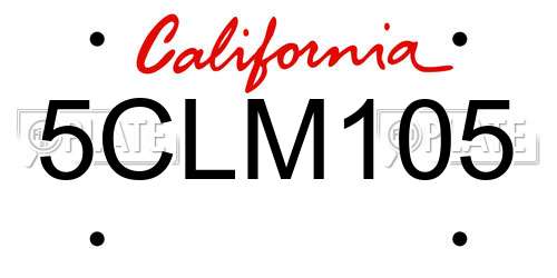 5CLM105 California License Plate