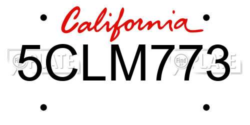 5CLM773 California License Plate