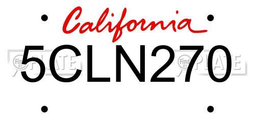 5CLN270 California License Plate
