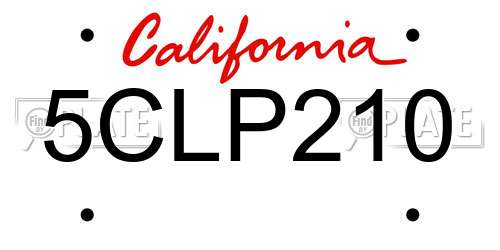5CLP210 California License Plate