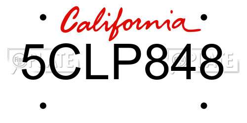 5CLP848 California License Plate