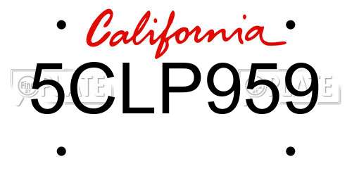 5CLP959 California License Plate