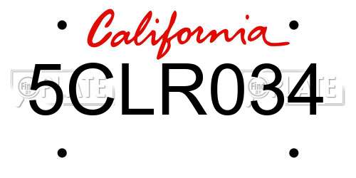 5CLR034 California License Plate