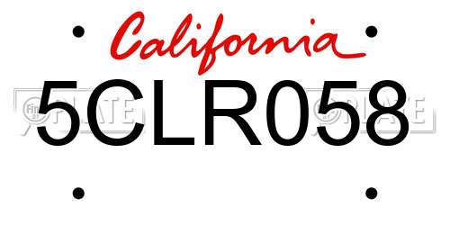5CLR058 California License Plate