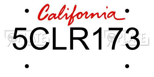 5CLR173 California License Plate