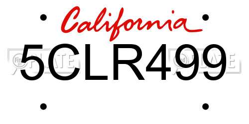 5CLR499 California License Plate