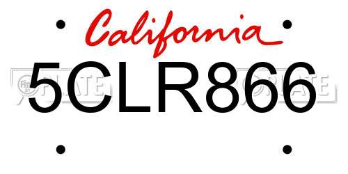 5CLR866 California License Plate