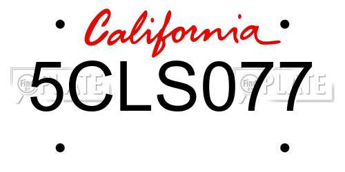 5CLS077 California License Plate