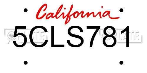 5CLS781 California License Plate