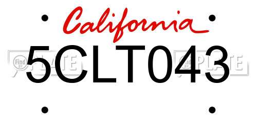 5CLT043 California License Plate