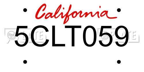 5CLT059 California License Plate
