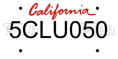5CLU050 California License Plate
