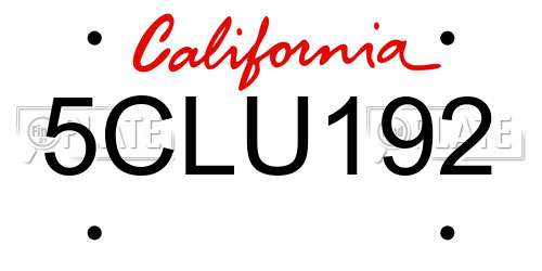 5CLU192 California License Plate