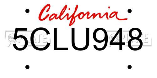 5CLU948 California License Plate