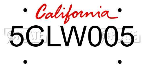5CLW005 California License Plate