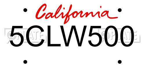 5CLW500 California License Plate