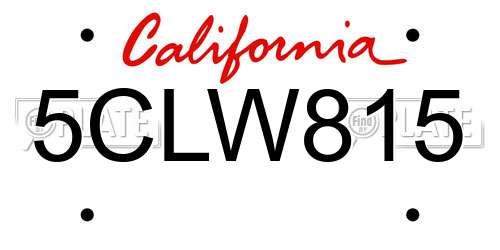 5CLW815 California License Plate