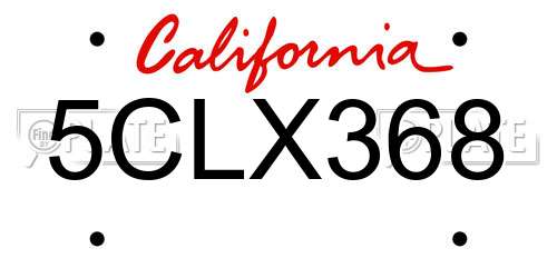 5CLX368 California License Plate