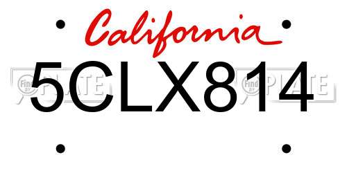 5CLX814 California License Plate