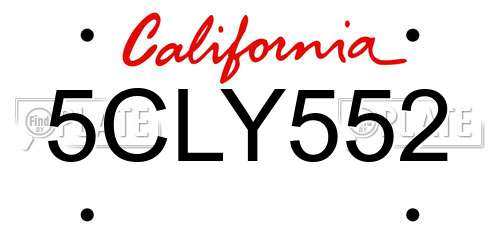 5CLY552 California License Plate