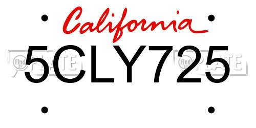 5CLY725 California License Plate