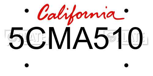 5CMA510 California License Plate