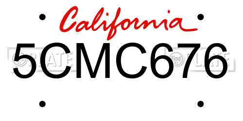 5CMC676 California License Plate