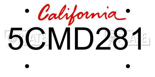 5CMD281 California License Plate