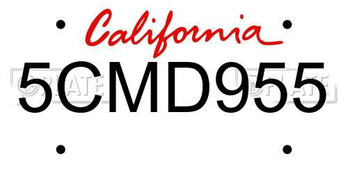 5CMD955 California License Plate
