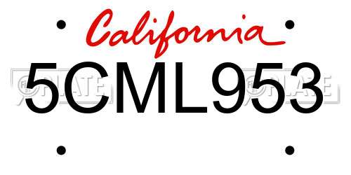 5CML953 California License Plate