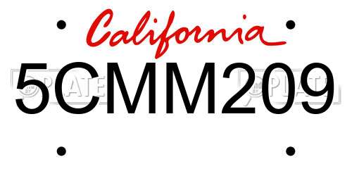 5CMM209 California License Plate
