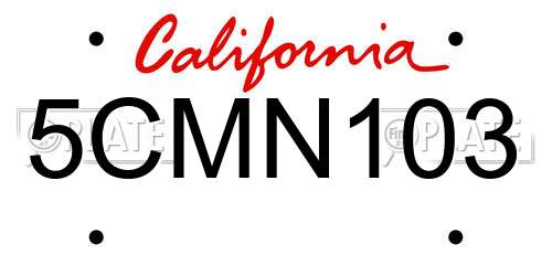 5CMN103 California License Plate