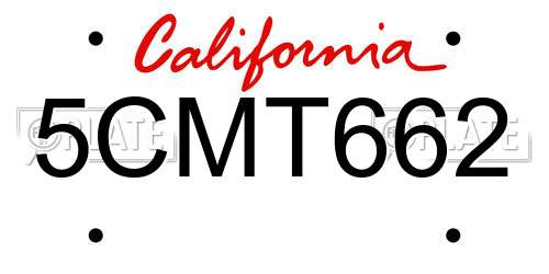 5CMT662 California License Plate